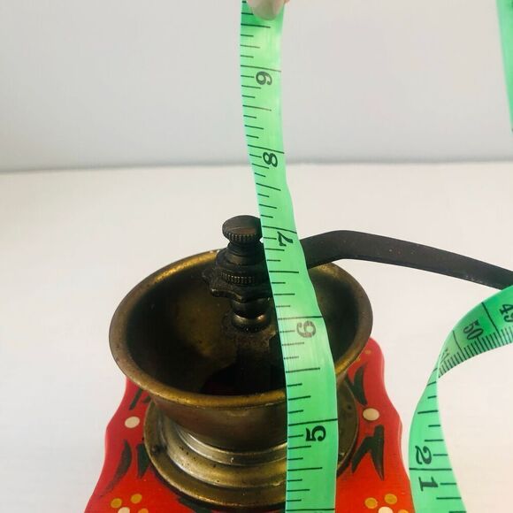 vintage hand painted grinder red with flowers folkart decor kitchen grandma - Picture 10 of 14